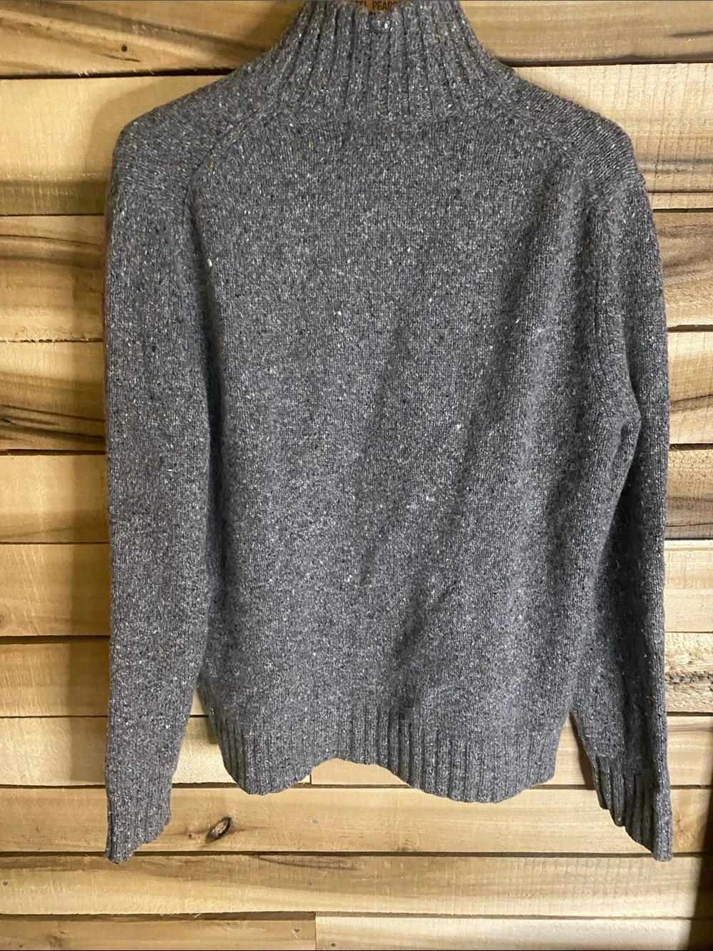 Banana Republic Brown Heathered Zip-Front Mock Neck Sweater medium wool cashmere